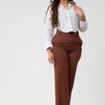 Terracotta Wide-Leg Office Pants