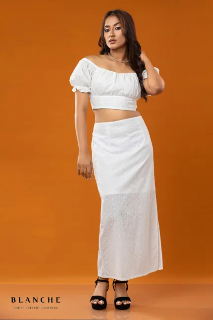 White Lace Skirt & Top