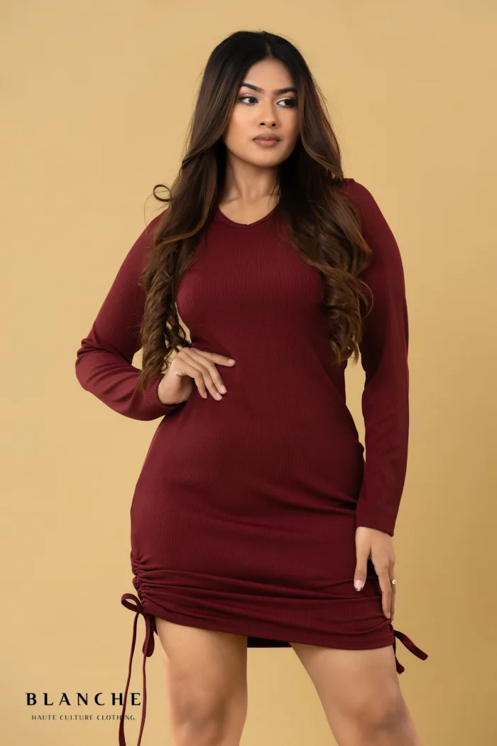 Wine Cinch Dress - Image 2