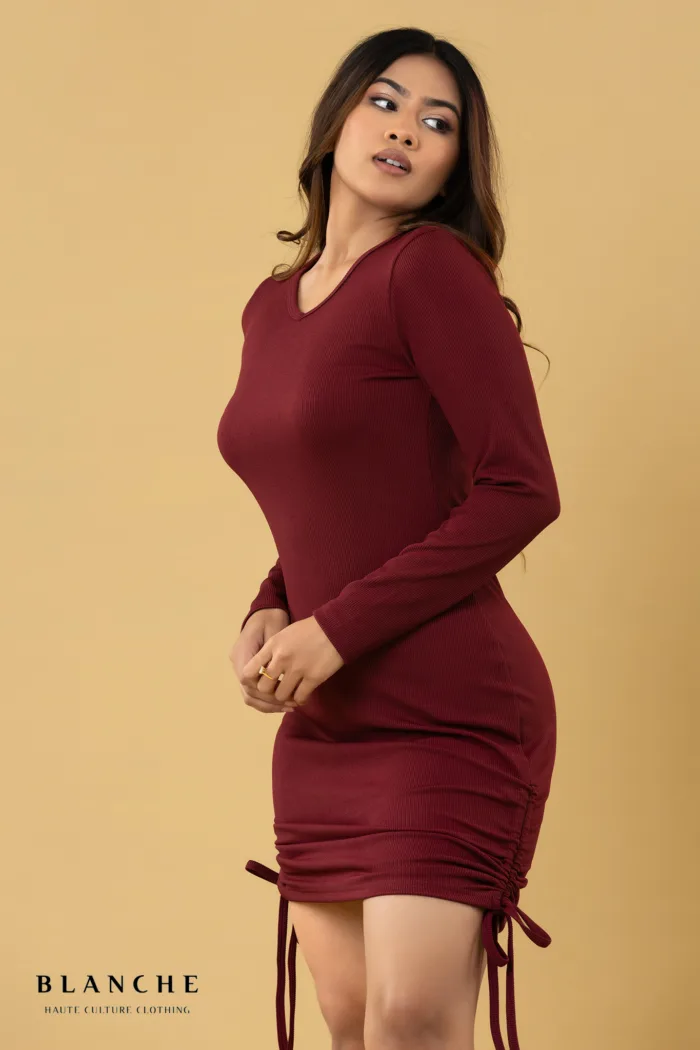 Wine Cinch Dress - Image 3