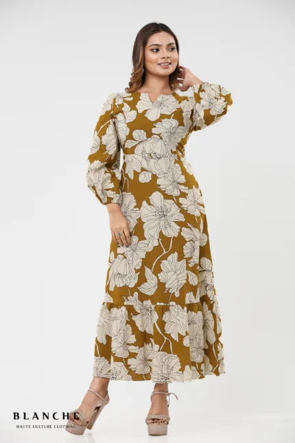 V-Neck Maxi Dress - Mustard