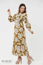 V-Neck Maxi Dress - Mustard - Image 2