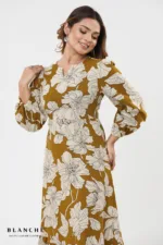 V-Neck Maxi Dress - Mustard - Image 3