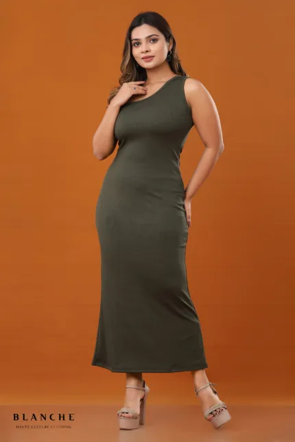 One Shoulder Maxi – Green