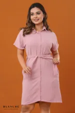 Button Down Shirt Dress - Pink - Image 2