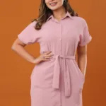 Button Down Shirt Dress - Pink
