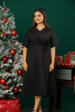 V NECK MAXI DRESS - BLACK - Image 2